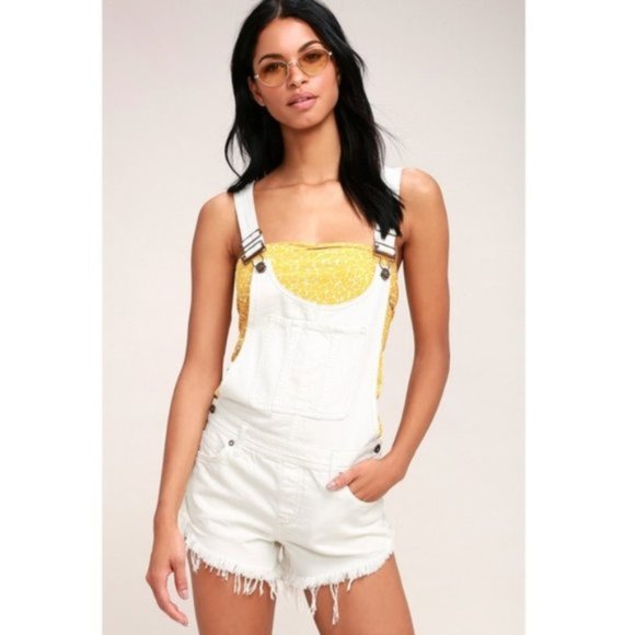 white overalls shorts